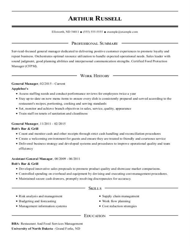 General Manager Resume Example