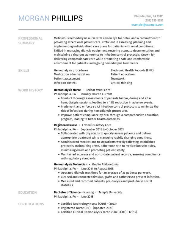 Hemodialysis Nurse Resume Template