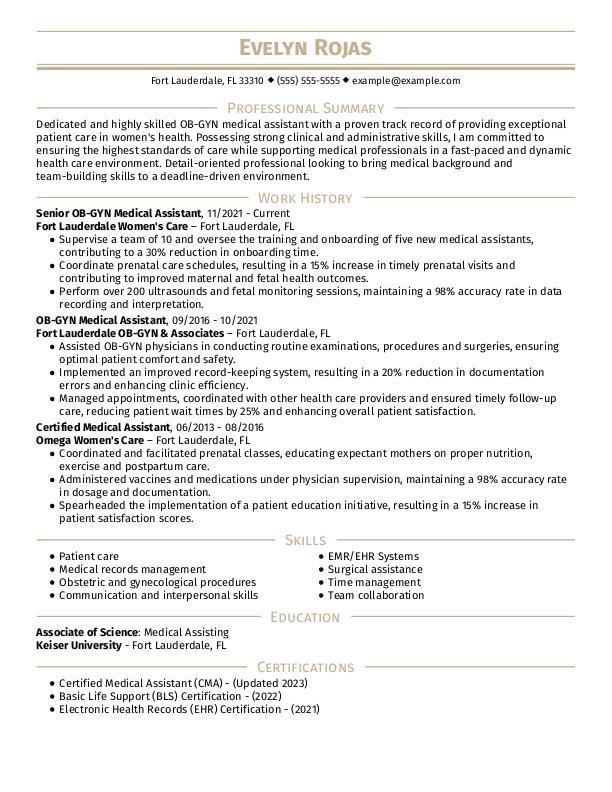 Obgyn Medical Assistant Resume Template