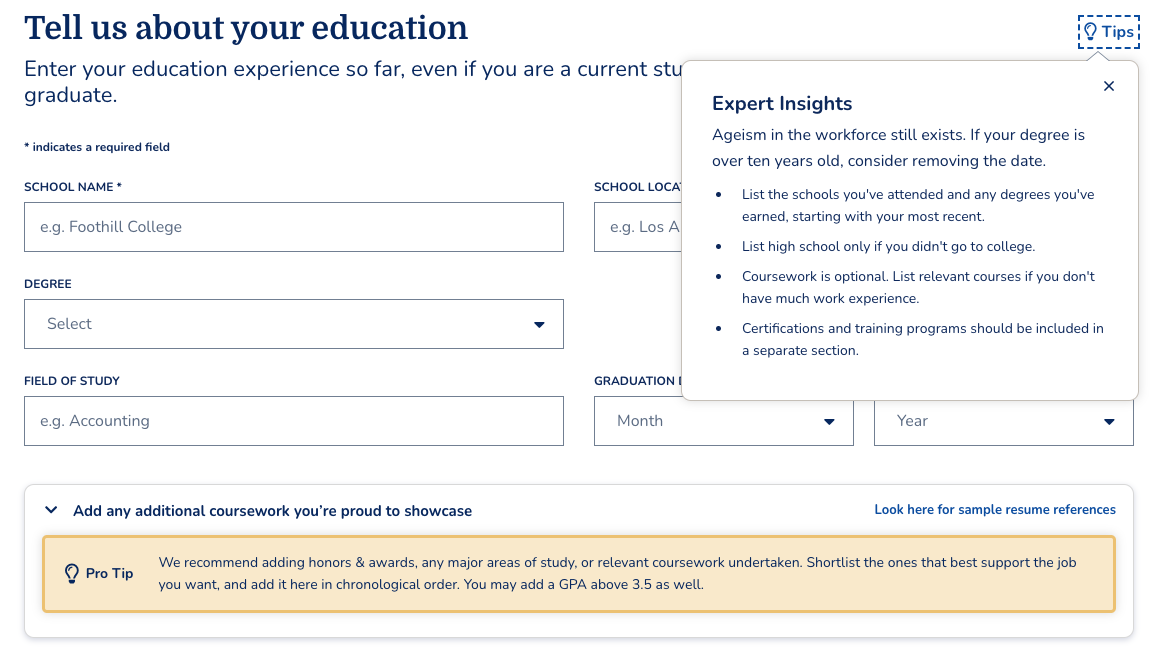 Resume Builder Education Section Expert Insights