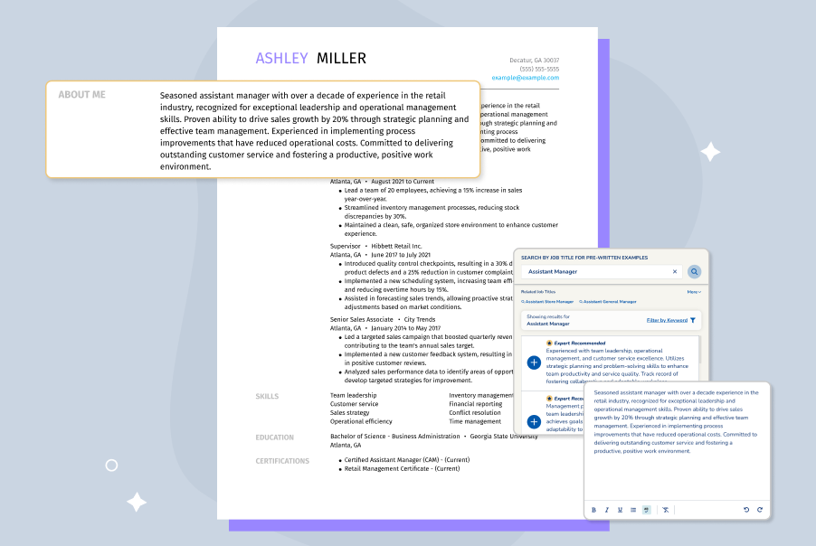 About Me Section On a Resume Examples - About Me V1 