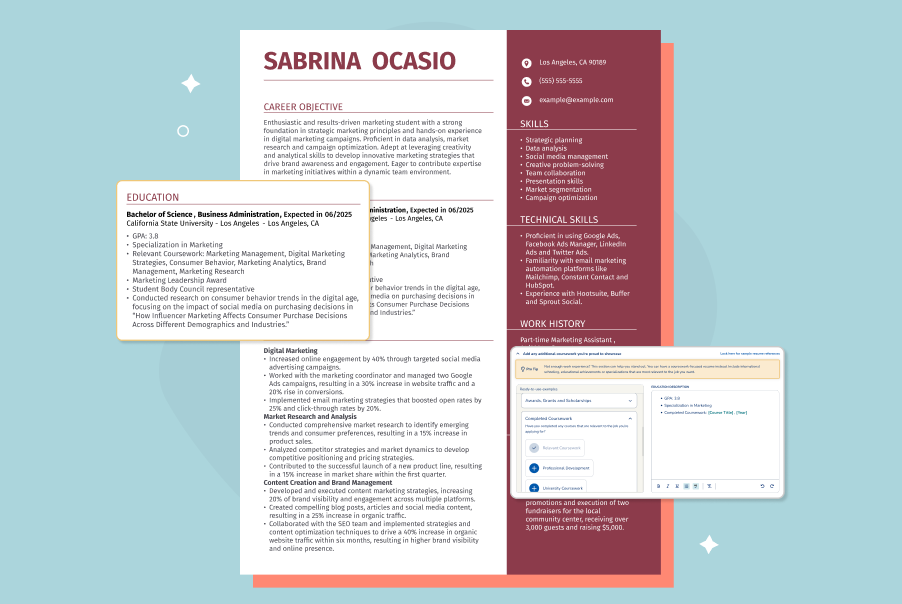 Resume sample for candidates with unfinished degrees