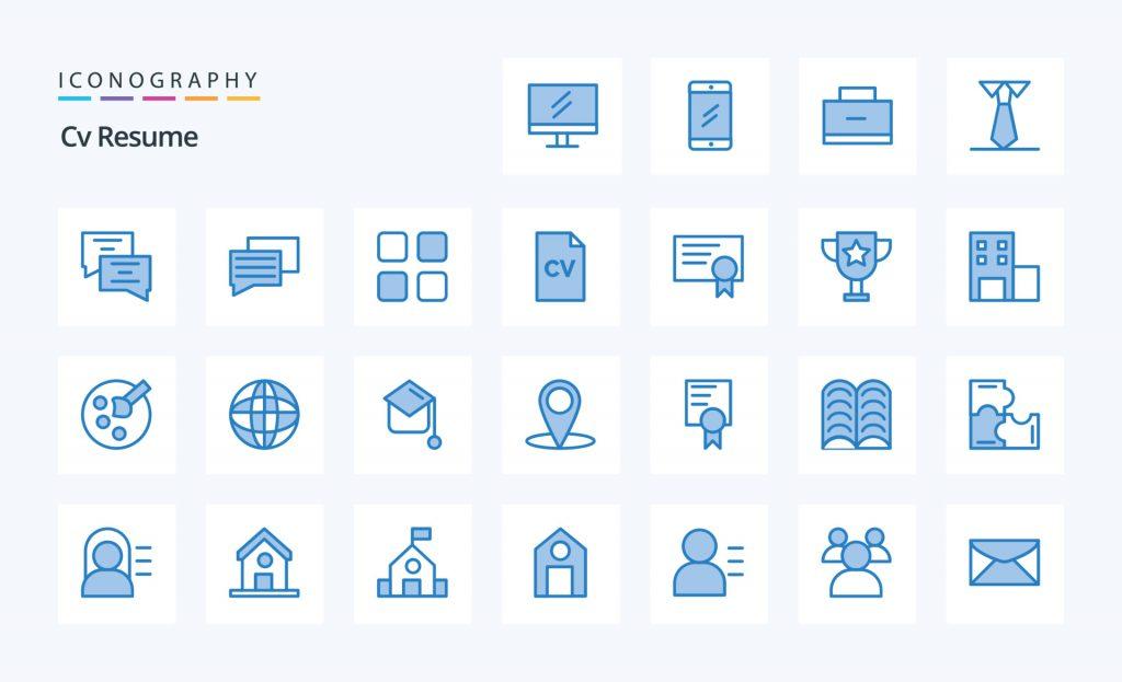 Vecteezy 25 Cv Resume Blue Icon Pack
