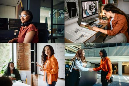 Collage of four photos showing people engaged in various side jobs that offer high earning potential