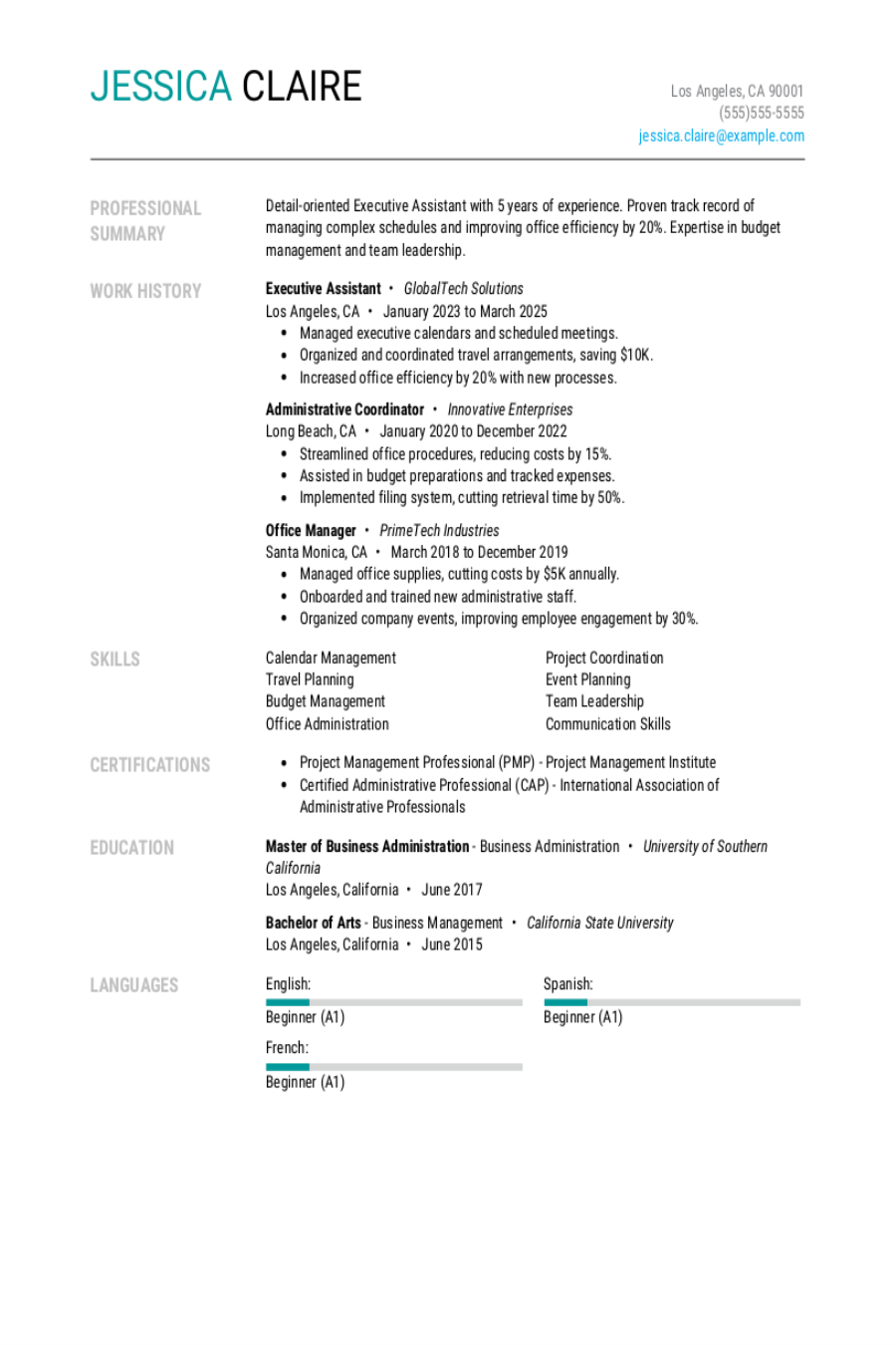 Executive Assistant Resume Examples & Templates