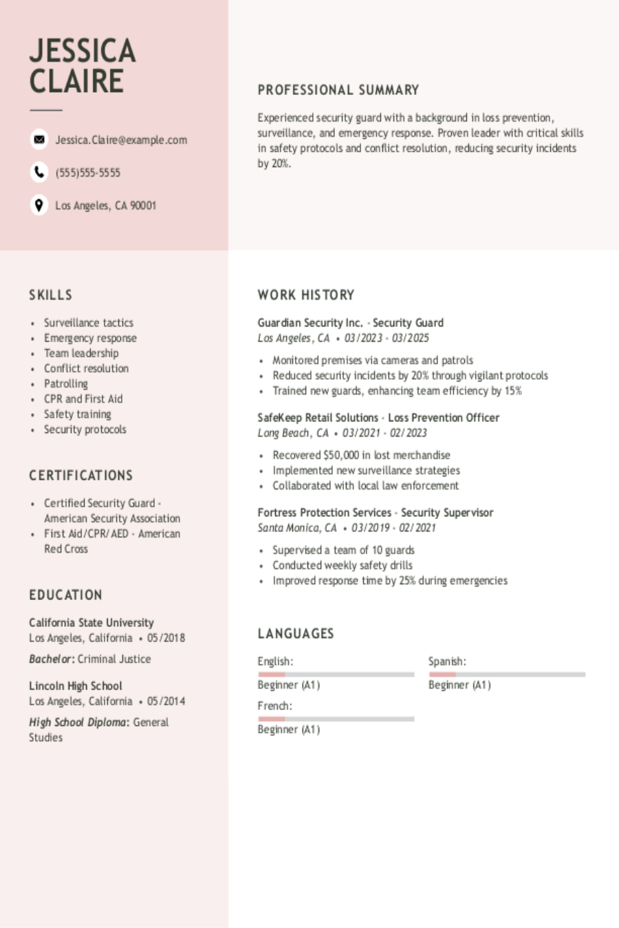 Security Guard Resume Examples for All Levels