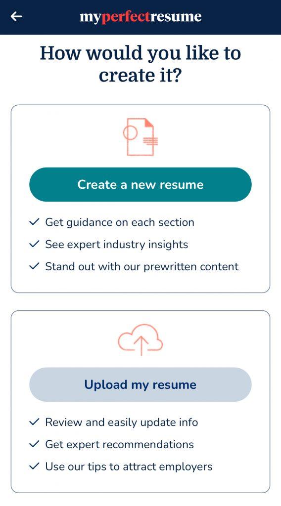 Create Or Upload Resume