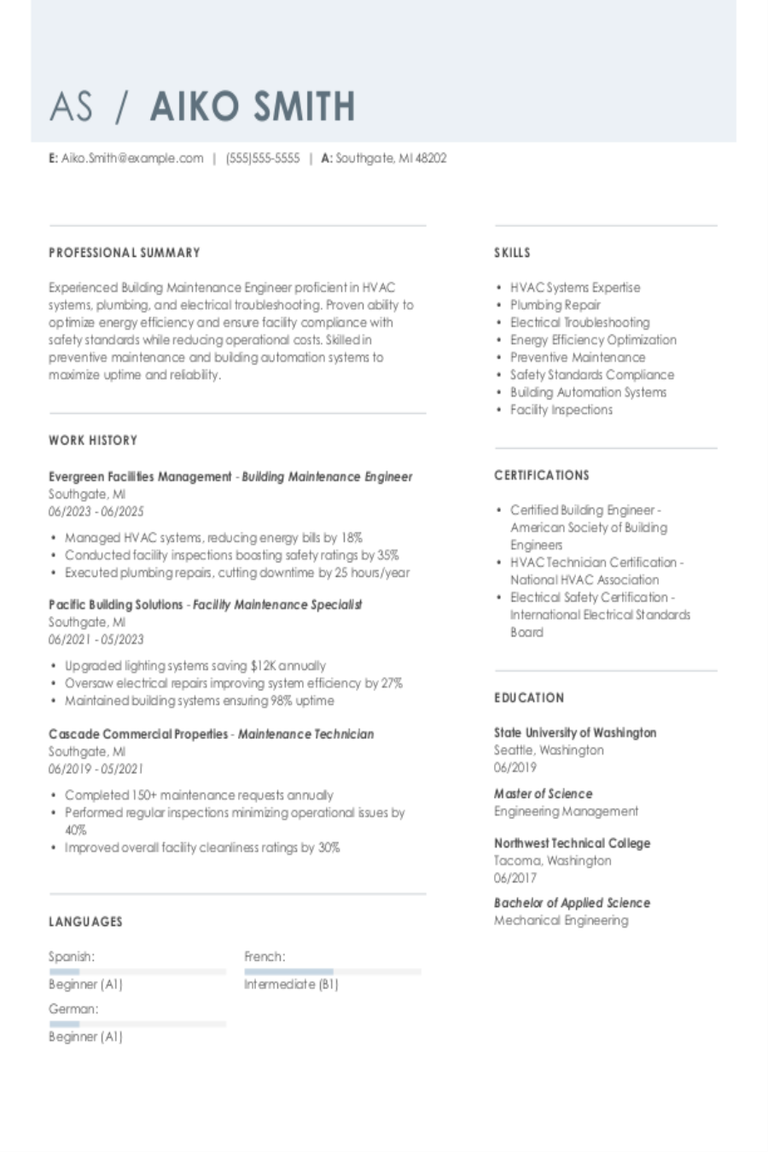 Building Maintenance Engineer