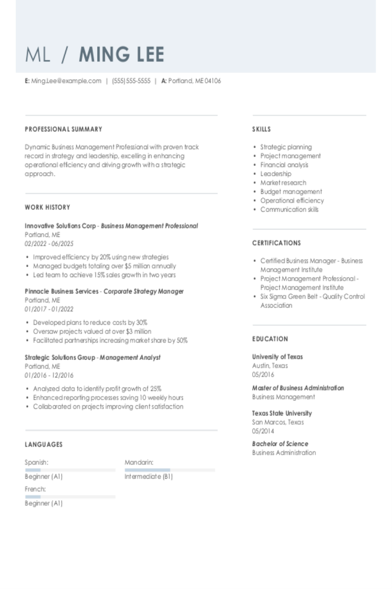 Business Management Professional