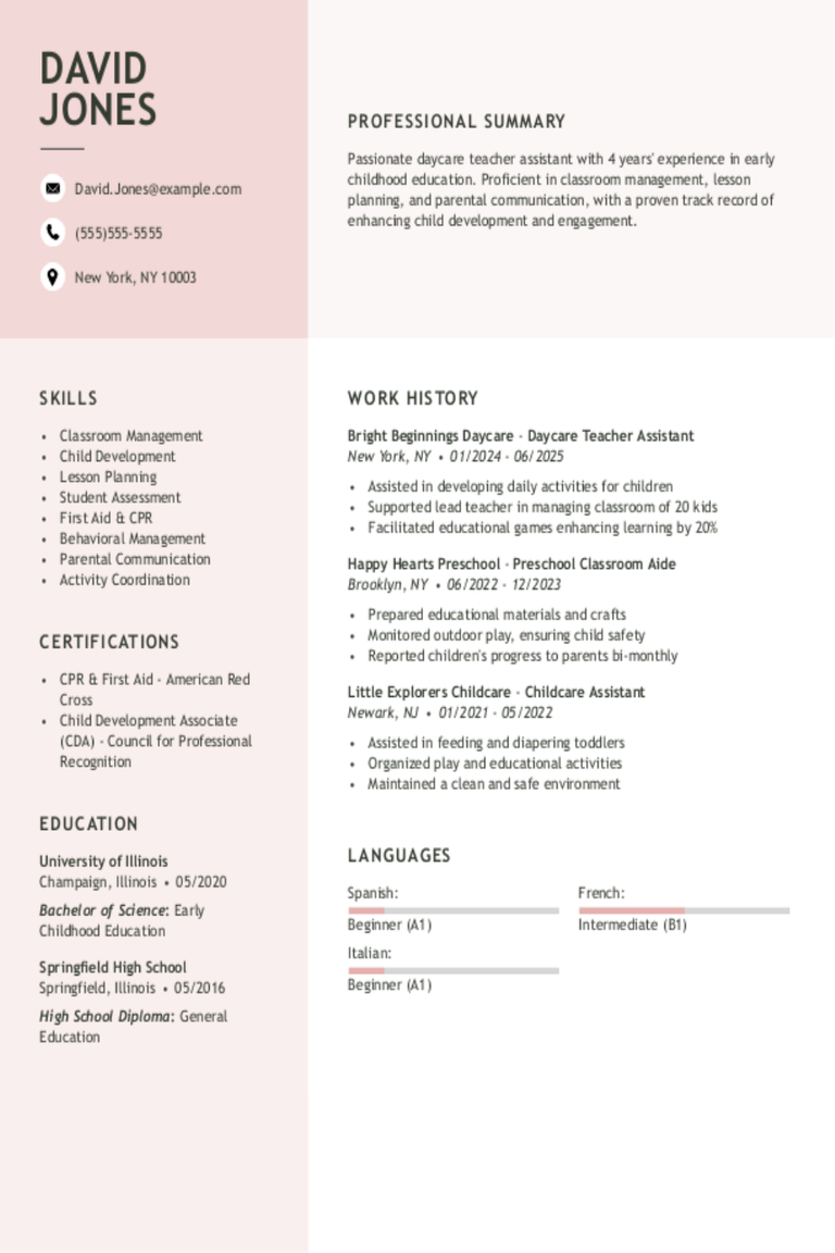 Daycare Teacher Assistant