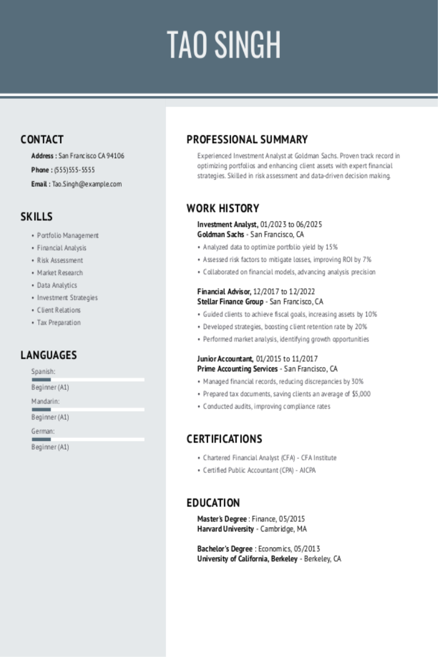 Goldman Sachs Resume Examples & Templates (2025)