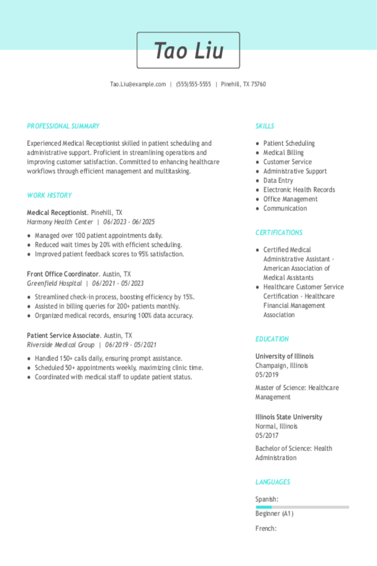 Medical Receptionist