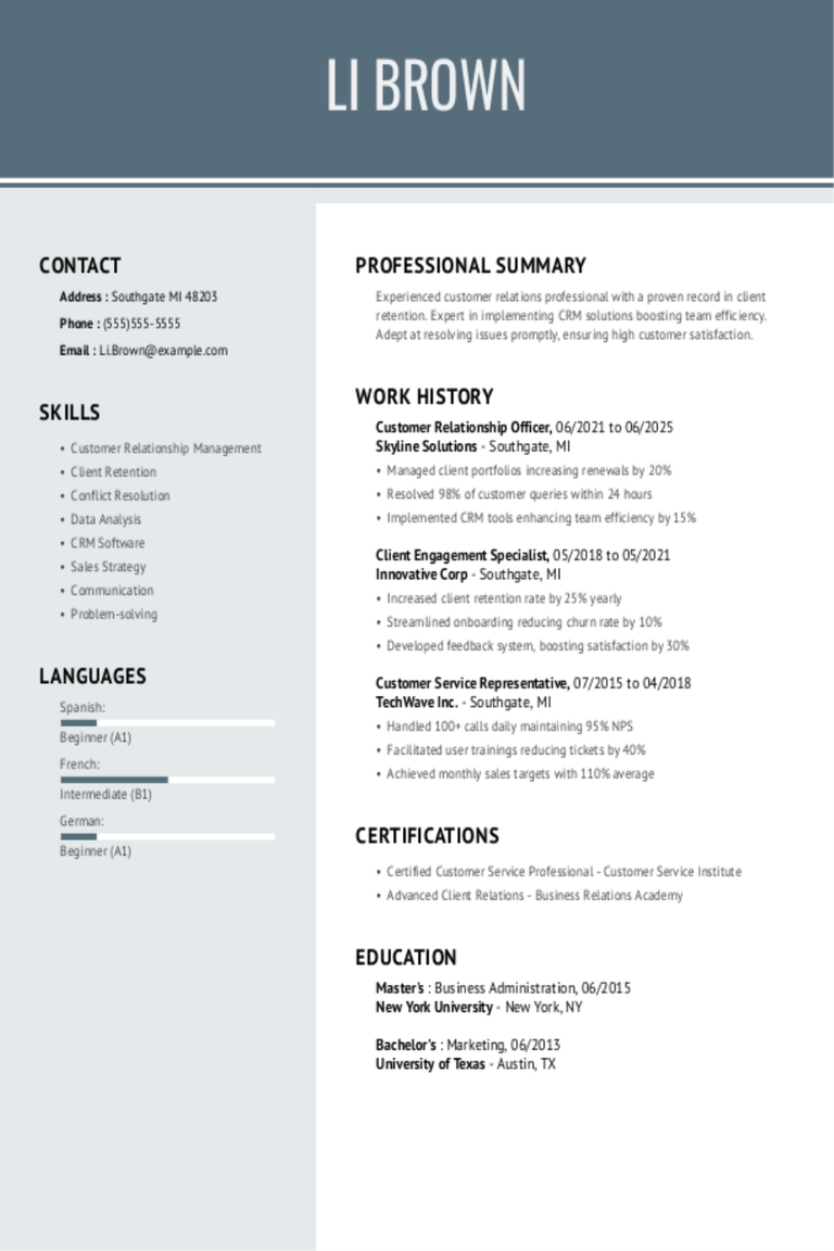 Customer Relationship Officer