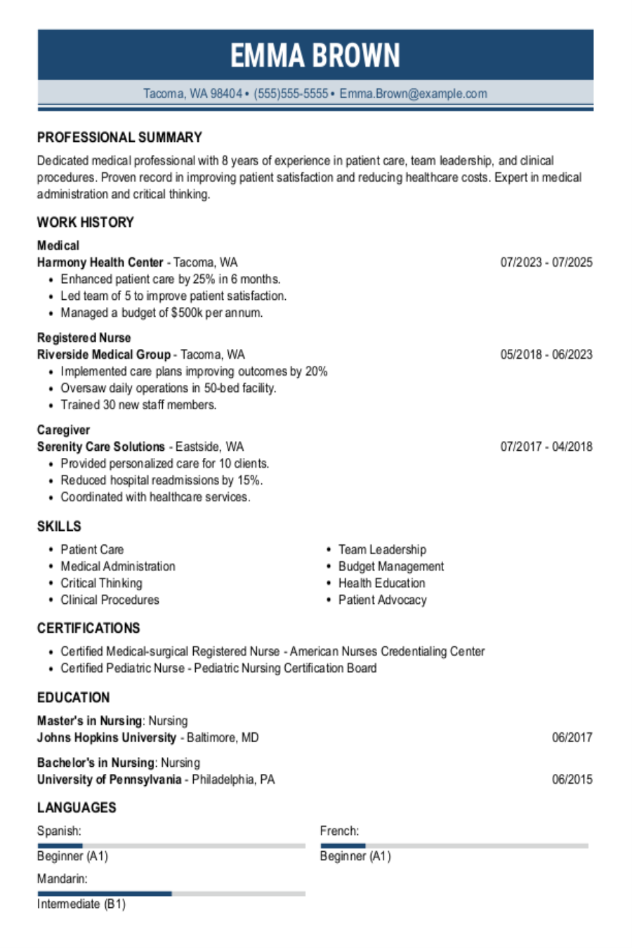 Medical Resume Examples & Templates