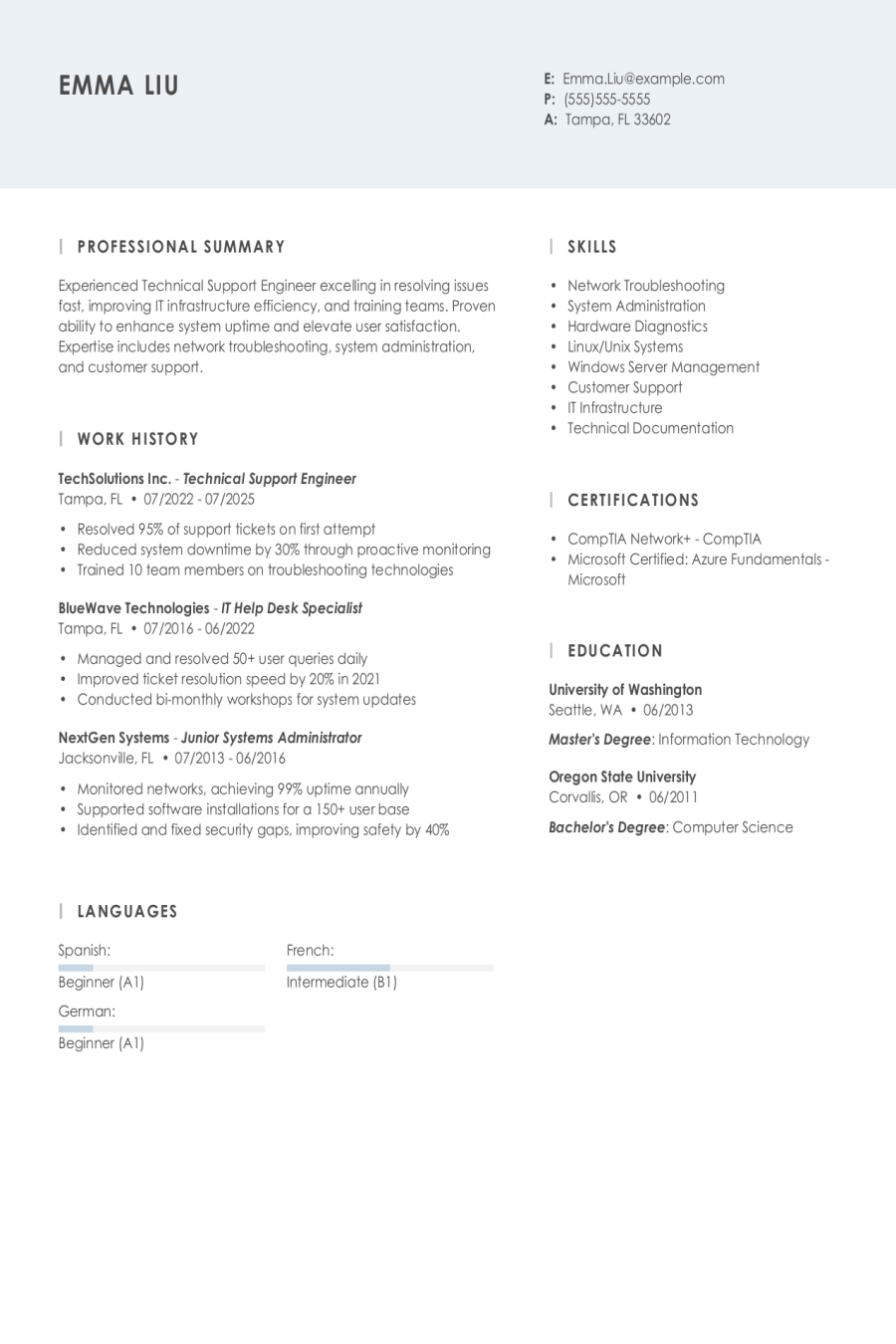 Technical Support Engineer Resume Examples & Writing Guide