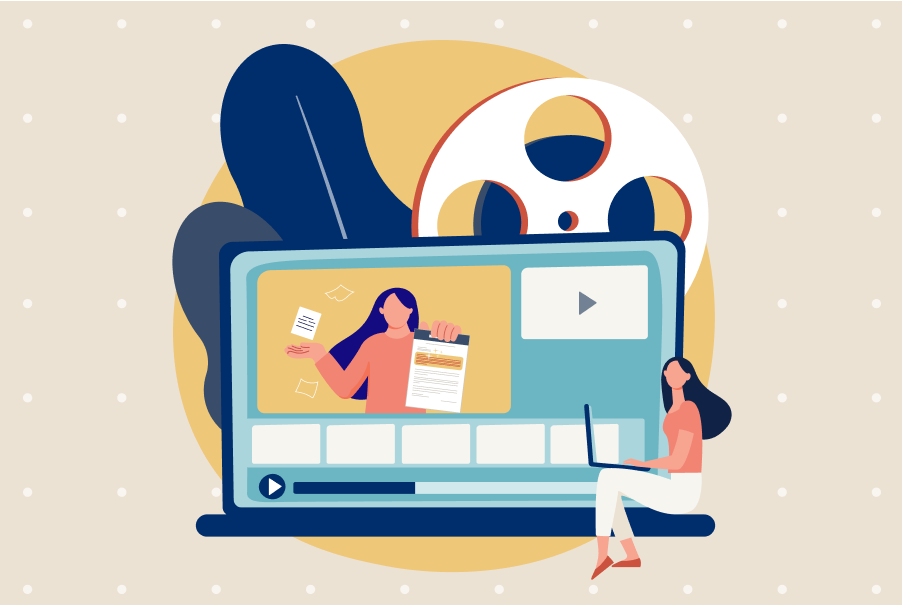Person creating a video resume, highlighting key skills and experience with video editing software interface