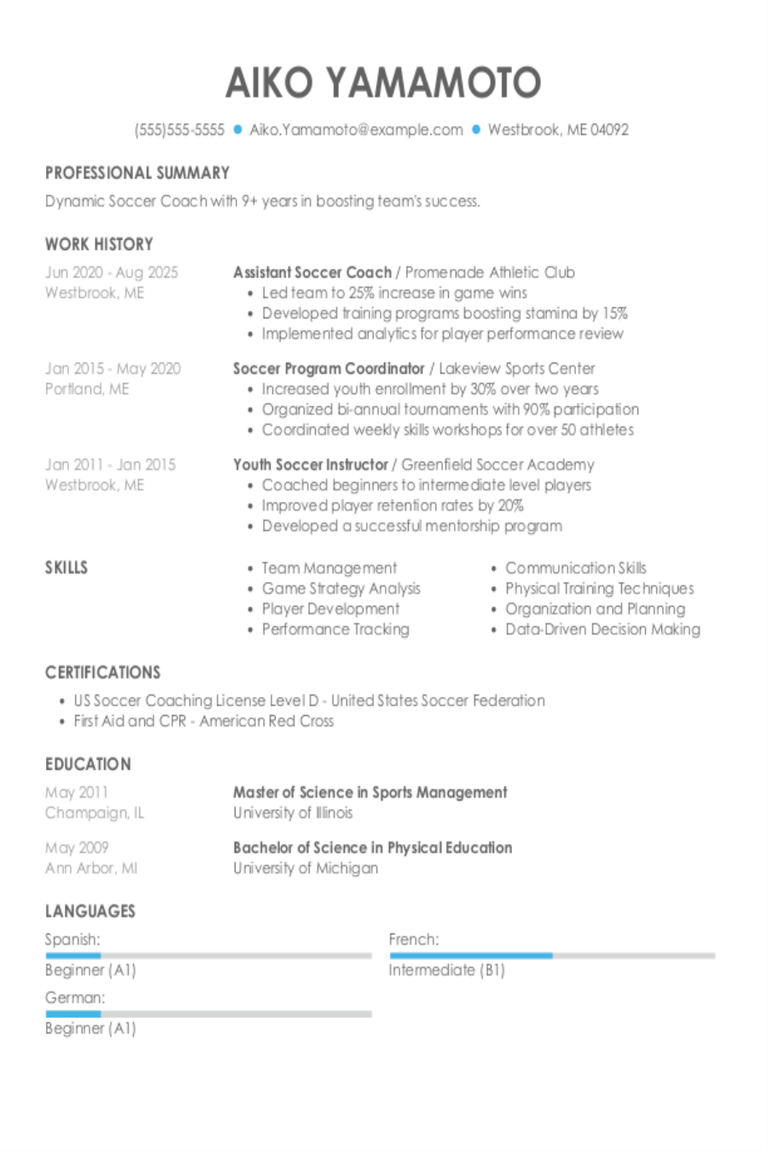 Assistant Soccer Coach