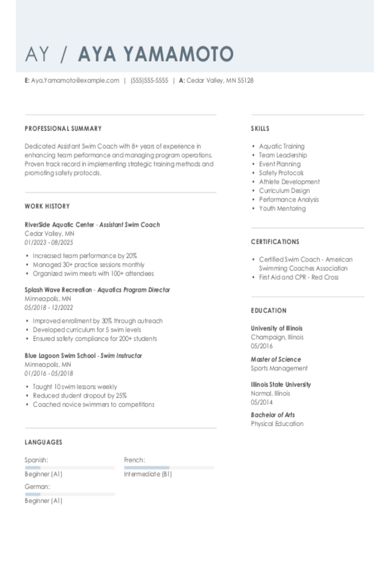 Assistant Swim Coach