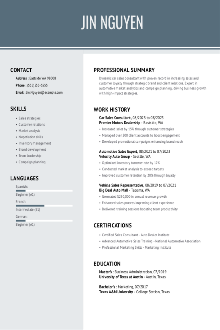 Car Sales Consultant