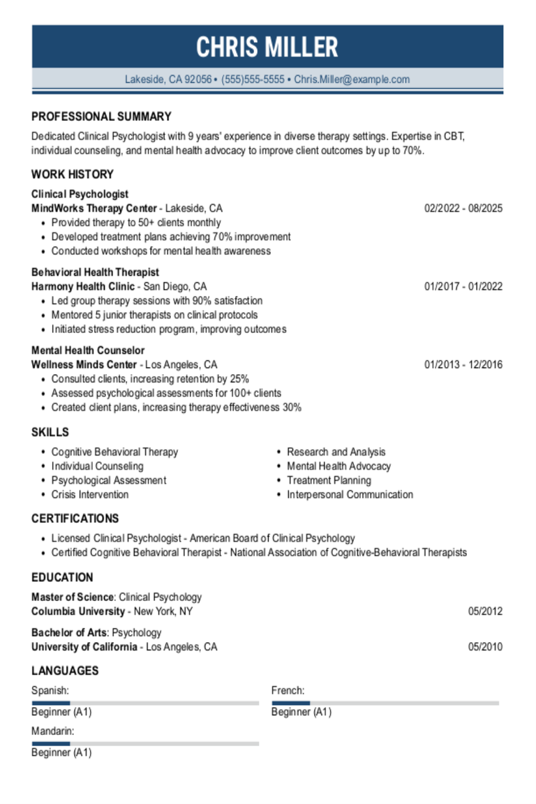 Clinical Psychologist