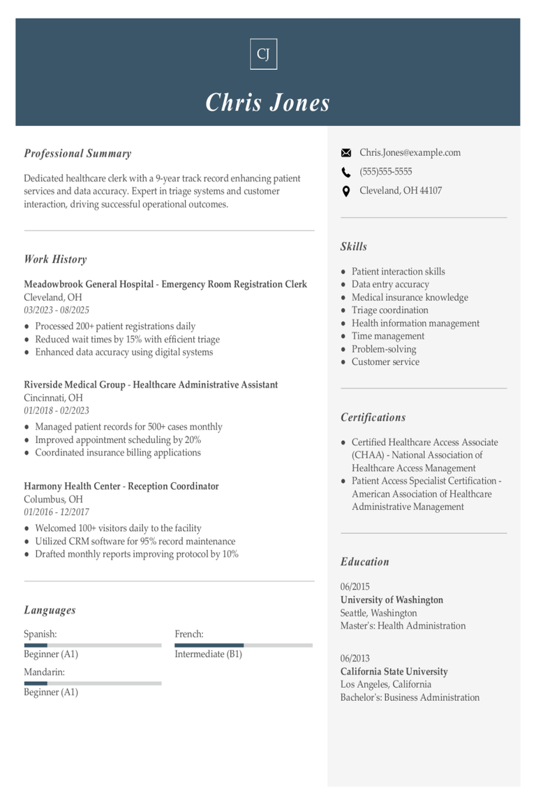 Emergency Room Registration Clerk