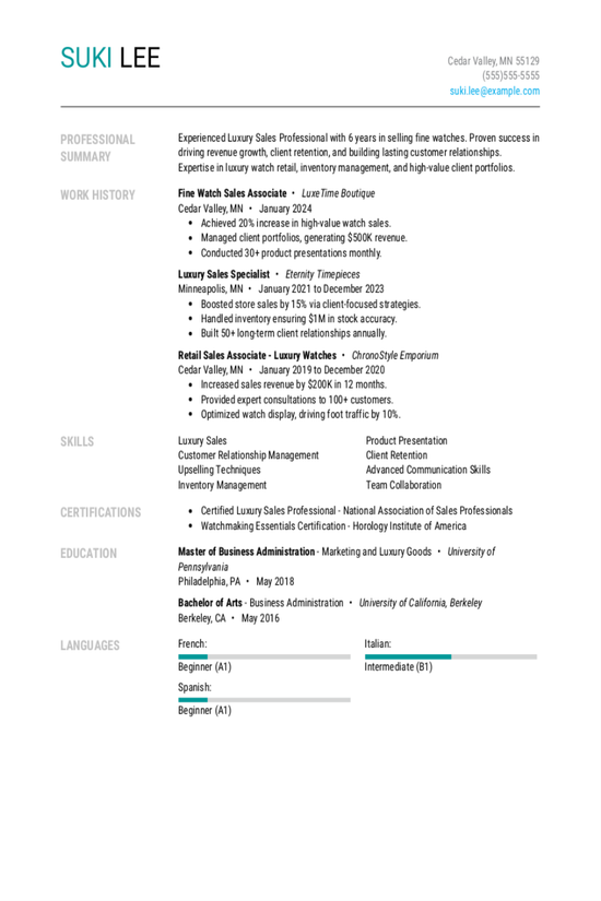 Fine Watch Sales Associate