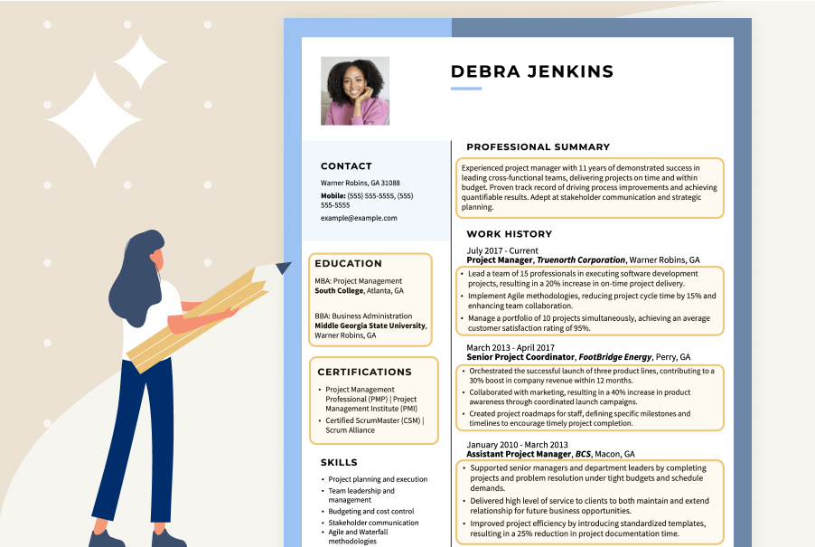 resume with accomplishments highlighted
