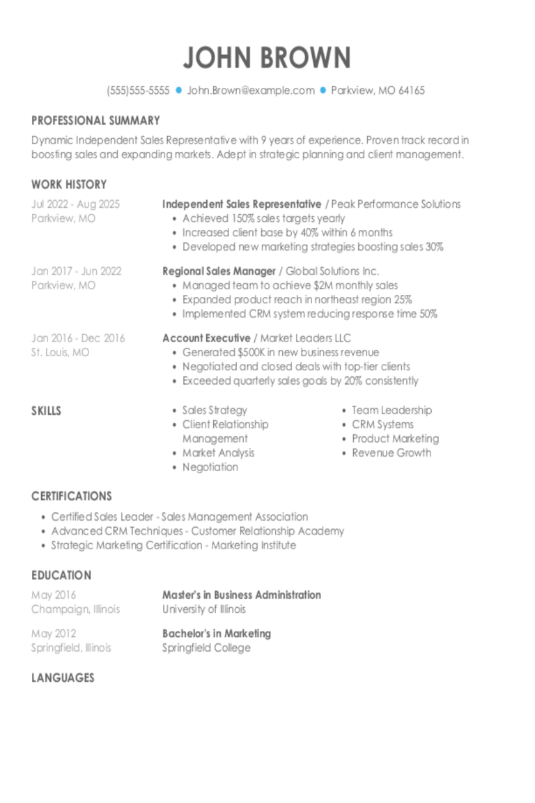 Independent Sales Representative