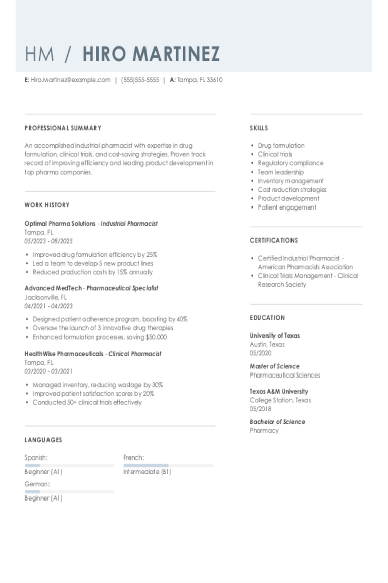 Industrial Pharmacist