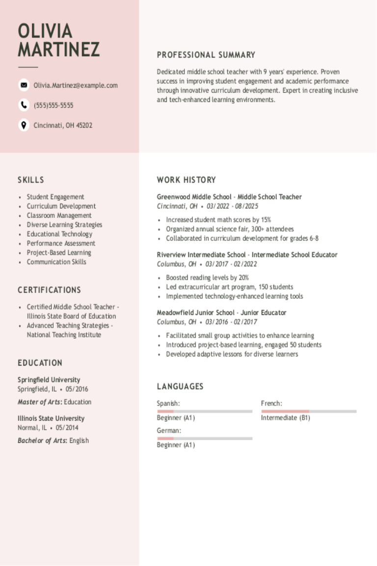 Middle School Teacher