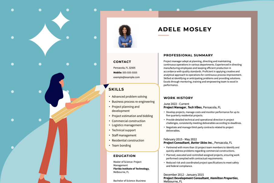 resume with PM skills highlighted