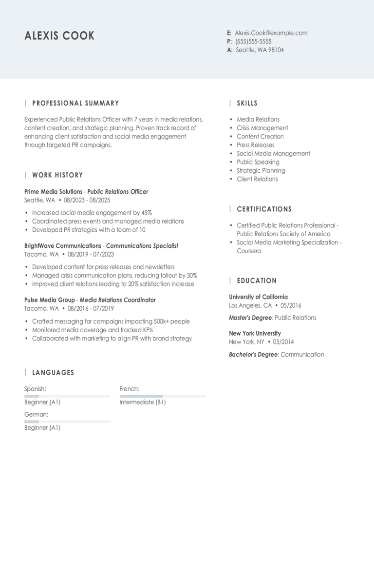 Public Relations Officer