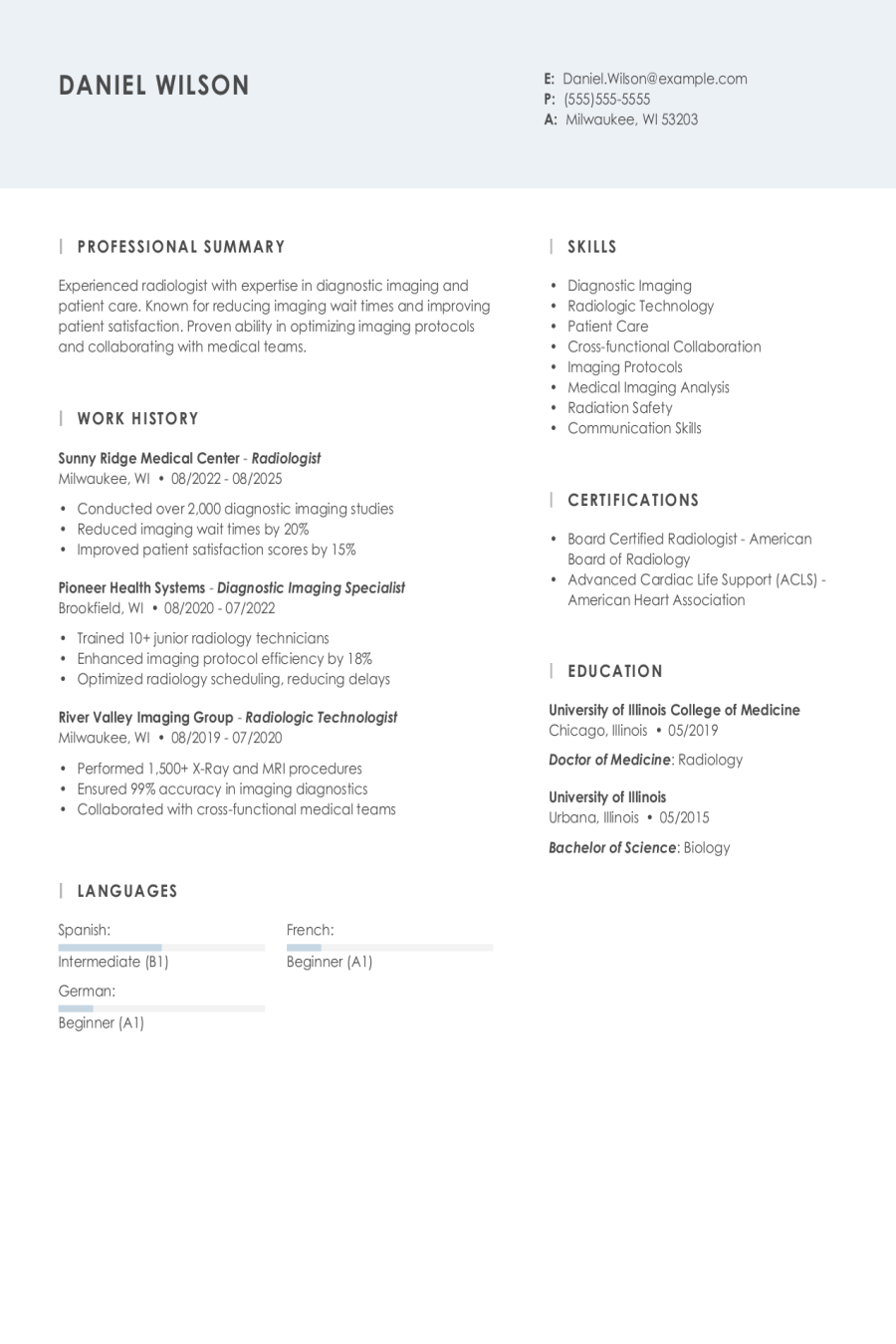 Radiologist Resume Examples & Writing Guide