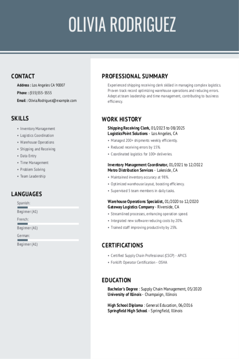 Shipping Receiving Clerk