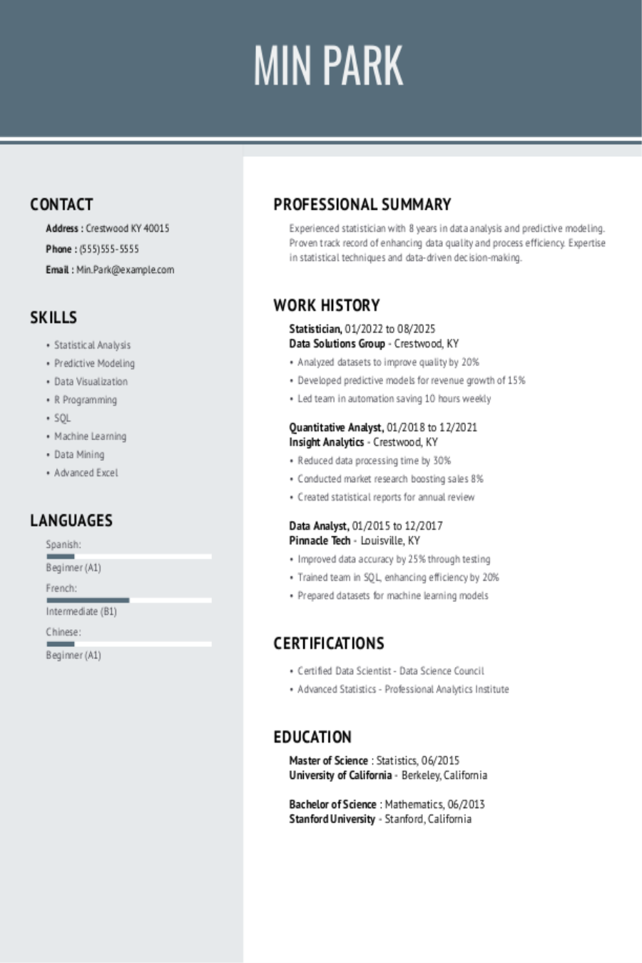 Statistician Resume Examples for All Levels