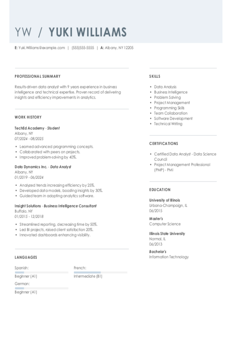 Student Resume Example