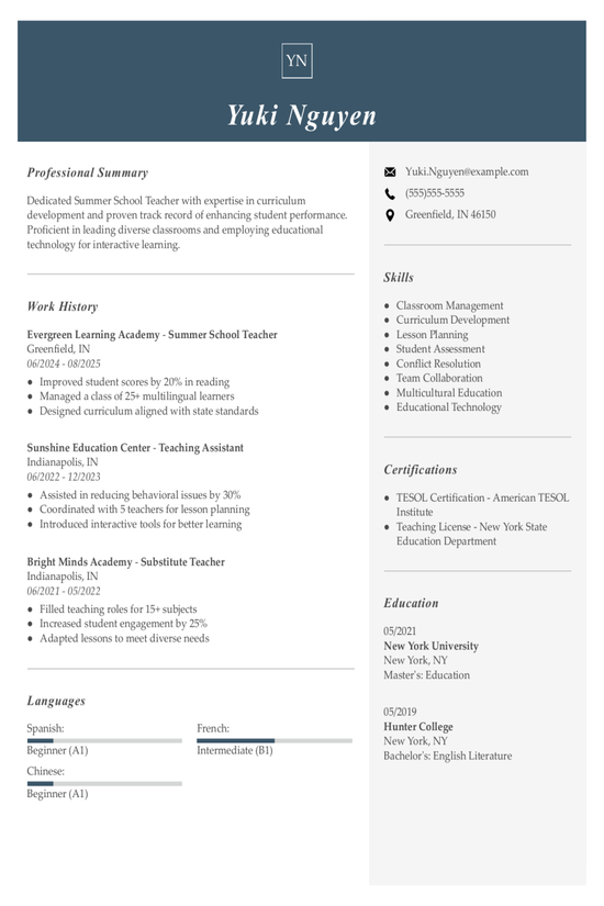 Summer School Teacher