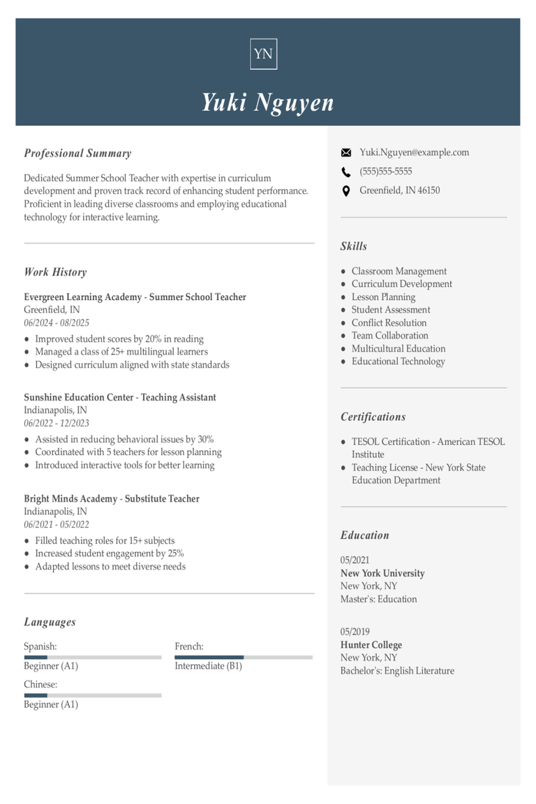 Summer School Teacher