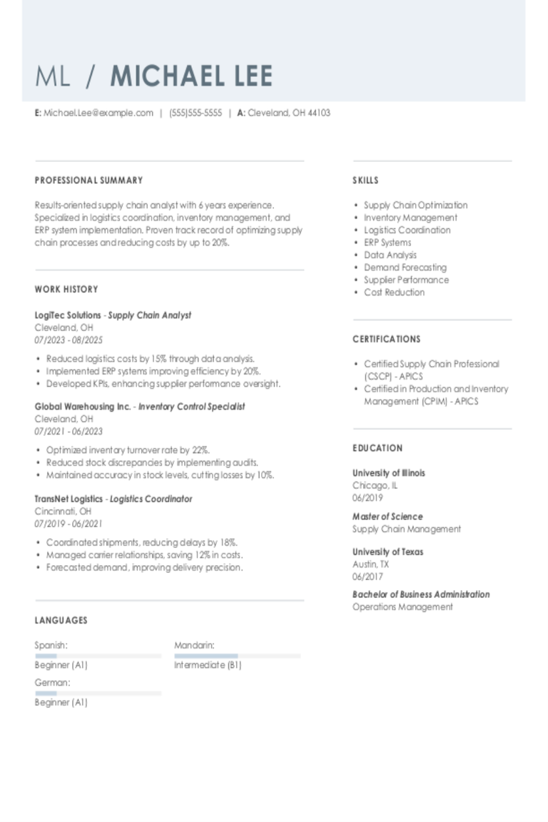 Supply Chain Analyst