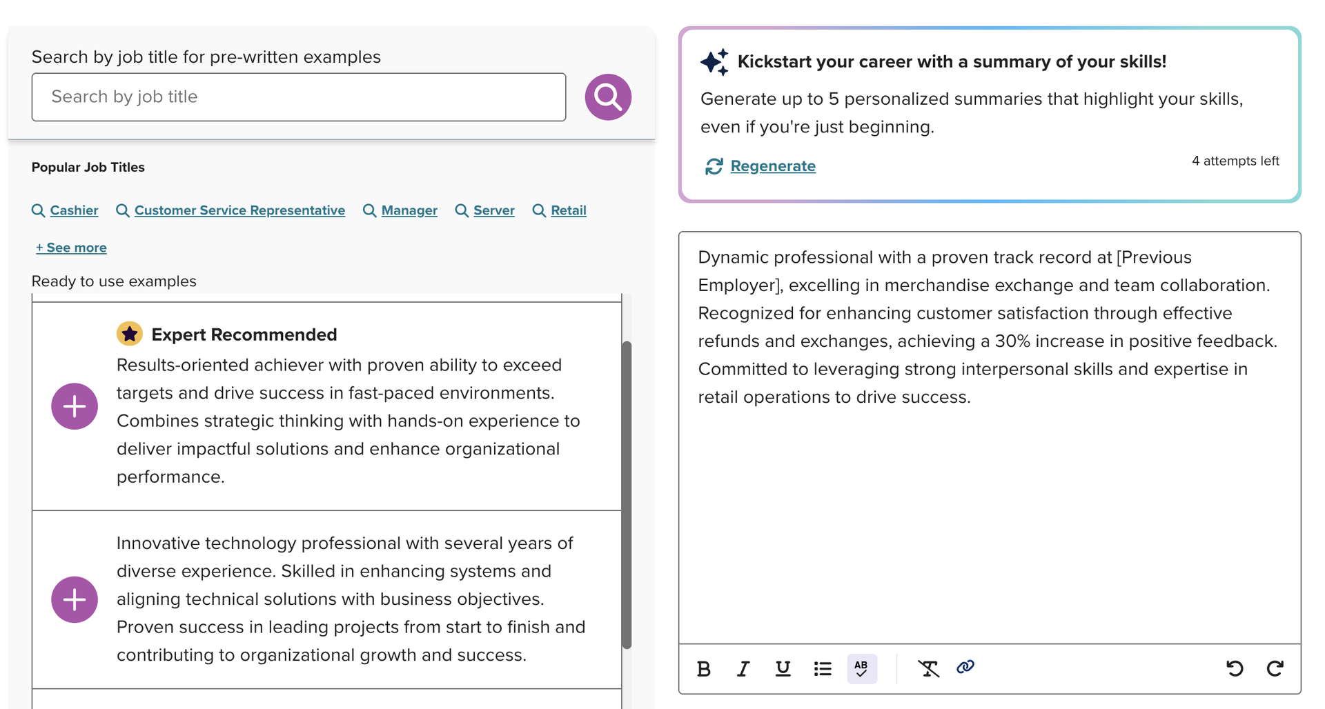 Monster Resume Builder Ai Resume Summary