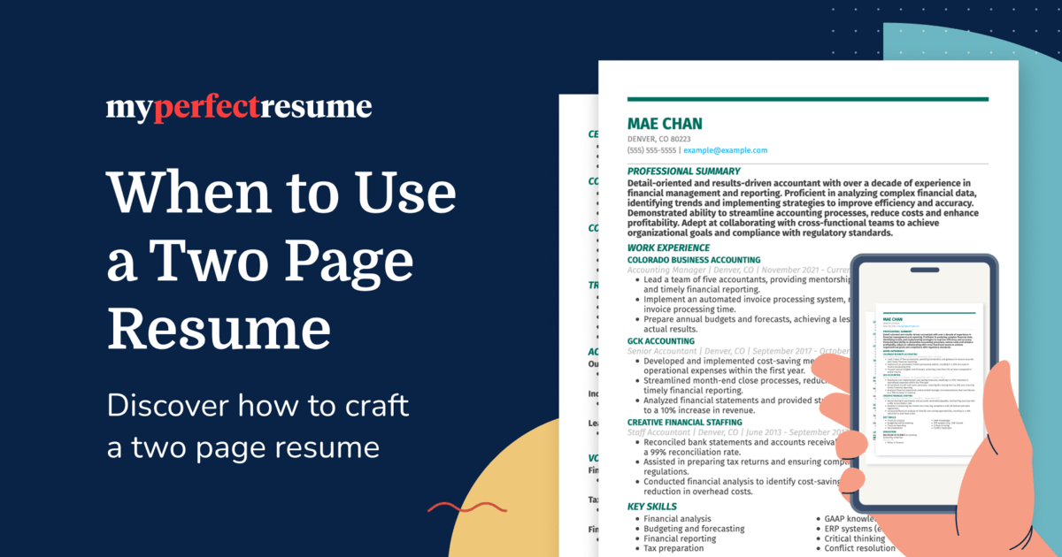 Two's Format Two Page Resume Format (Examples, Templates, & Tips)