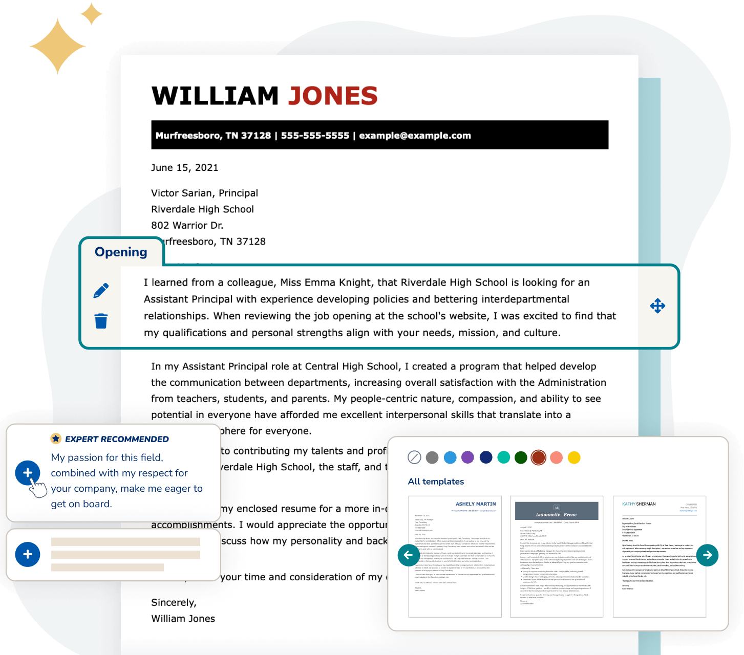 Cover Letter Blue Banner