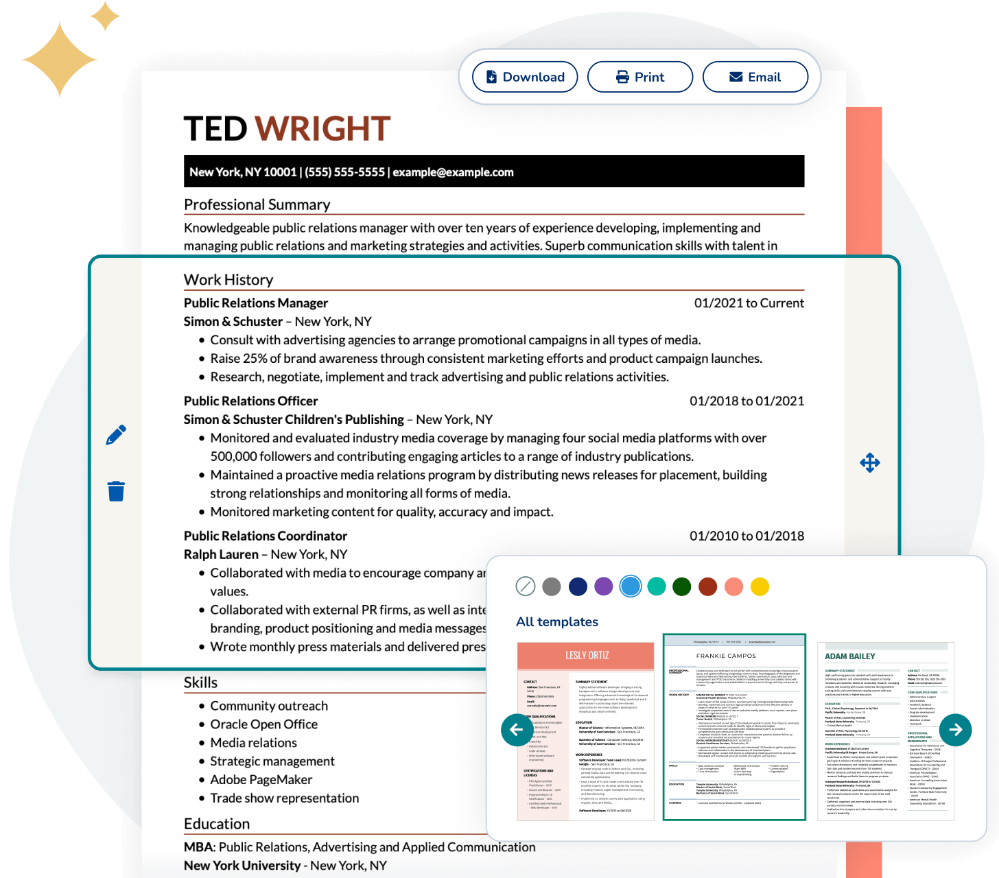 Resume Example Blue Banner