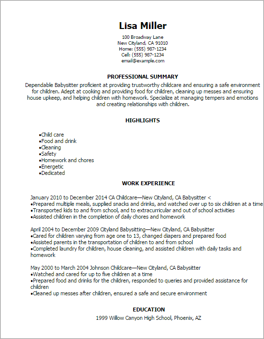 Professional Babysitter Resume Templates to Showcase Your Talent