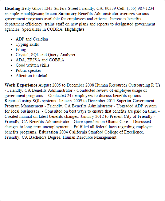 benefits administrator resume template best design tips