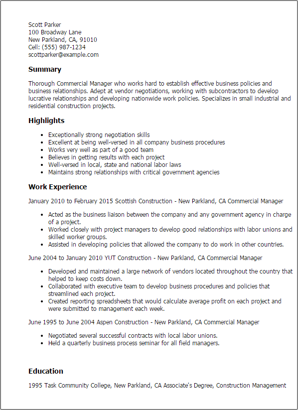 #1 Commercial Manager Resume Templates: Try Them Now 