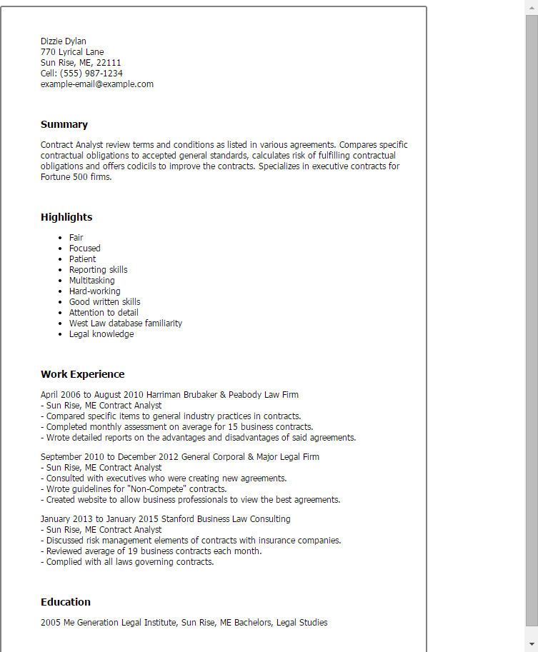Professional Contract Analyst Templates to Showcase Your Talent ... Professional Contract Analyst Templates to Showcase Your Talent ...