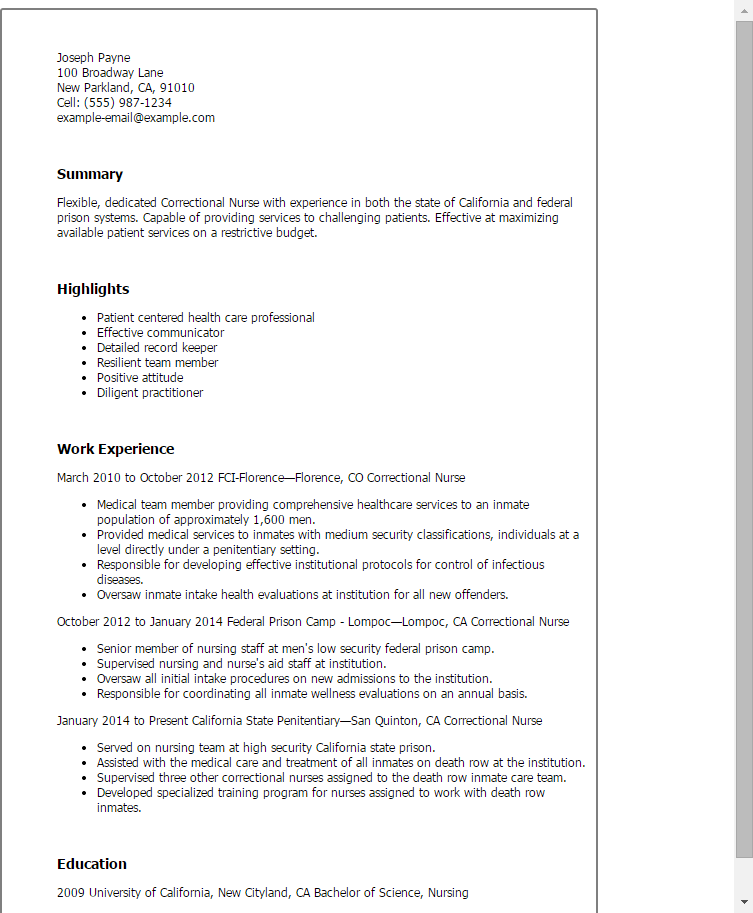 correctional nurse resume template best design tips