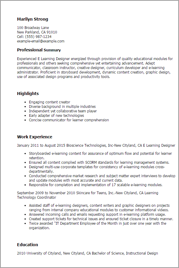 professional e learning designer templates to showcase your talent cover letters samples for learning and development