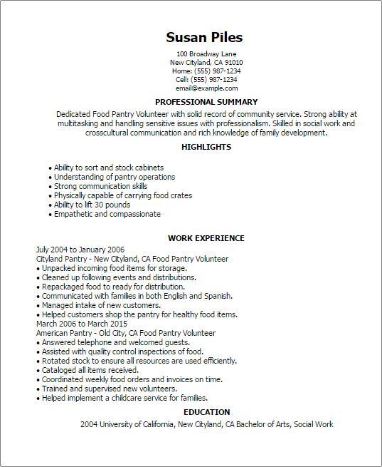 Food Pantry Volunteer Resume Template Best Design Tips Food Pantry Volunteer Resume Template Best Design Tips